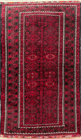 161 x 95 cm Persian Baluch Tribal Red Black Colour