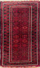 161 x 95 cm Persian Baluch Tribal Hand-Knotted Red Black Colour