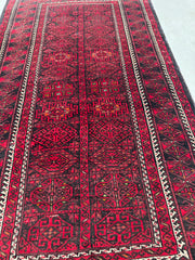 161 x 95 cm Persian Baluch Tribal Hand-Knotted Red Black Colour