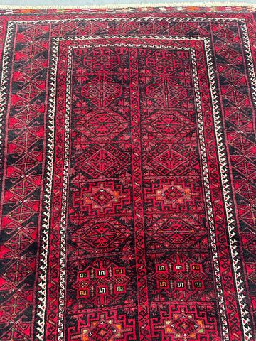 161 x 95 cm Persian Baluch Tribal Red Black Colour