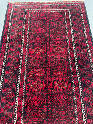 161 x 95 cm Persian Baluch Tribal Red Black Colour