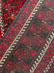 161 x 95 cm Persian Baluch Tribal Hand-Knotted Red Black Colour