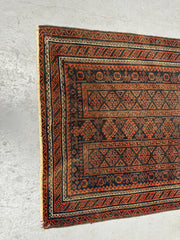 177 x 104 cm Persian Baluch Tribal Hand-Knotted Brown Blue Colour