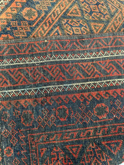 177 x 104 cm Persian Baluch Tribal Hand-Knotted Brown Blue Colour