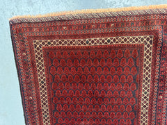 101 x 150 cm Persian Baluch Tribal Hand-Knotted Red Cream Colour Prayer Rug