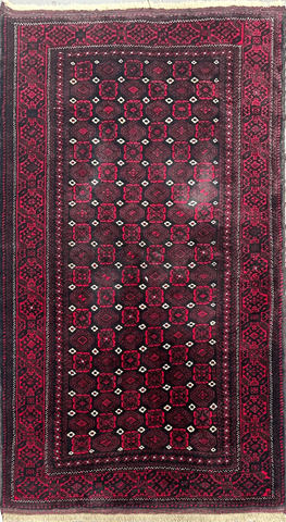 197 x 93 cm Persian Baluch Tribal Red Black Colour Rug