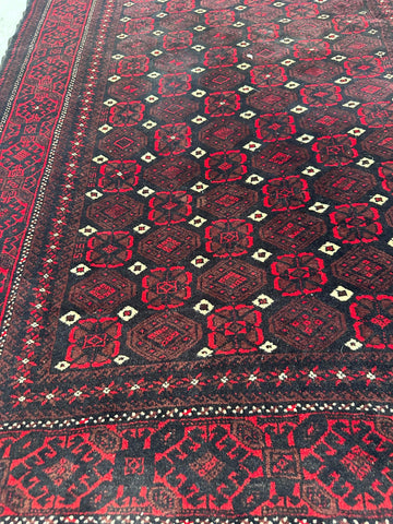 197 x 93 cm Persian Baluch Tribal Red Black Colour Rug