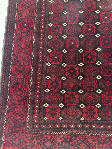 197 x 93 cm Persian Baluch Tribal Red Black Colour Rug