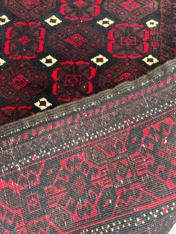 197 x 93 cm Persian Baluch Tribal Red Black Colour Rug