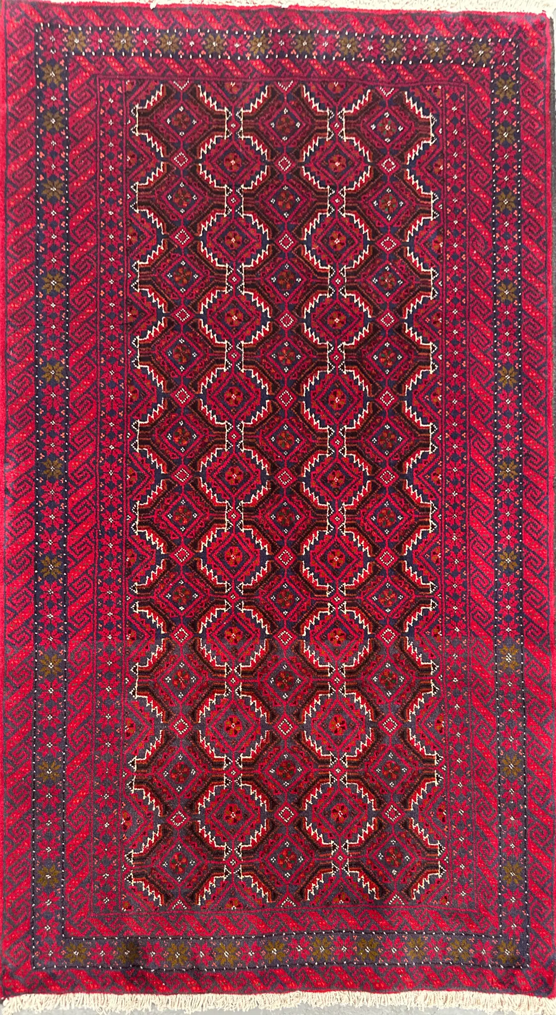 193 x 104 cm Persian Baluch Tribal Hand-Knotted Pink Blue Colour Rug