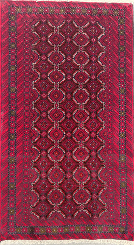 Persian Baluch Tribal Hand-Knotted Rug with a pink and blue color palette
