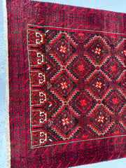 161 x 93 cm Persian Baluch Tribal Hand-Knotted Red Black Colour Rug