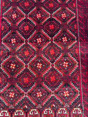 161 x 93 cm Persian Baluch Tribal Hand-Knotted Red Black Colour Rug