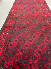 106 x 241 cm Persian Baluch Tribal Hand-Knotted Red Brown Colour Rug