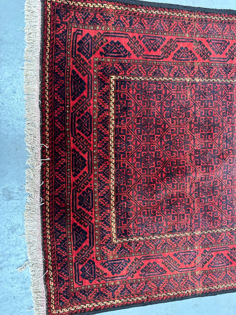 Baluch tribal hand-knotted red and black color 