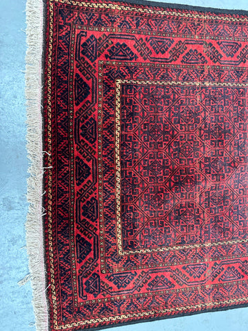 Baluch tribal hand-knotted red and black color 