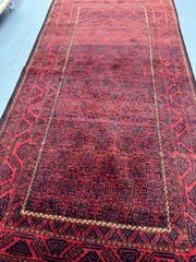 111 x 218 cm Persian Baluch Tribal Hand-Knotted Red Black Colour Rug