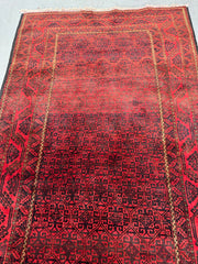 111 x 218 cm Persian Baluch Tribal Hand-Knotted Red Black Colour Rug