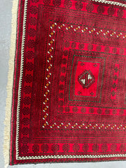 120 x 244 cm Persian Baluch Tribal Hand-Knotted Red Black Colour Rug