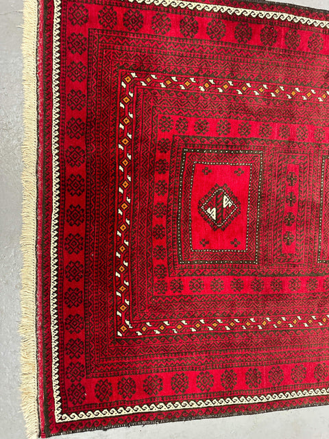 Persian Baluch Tribal hand-knotted red and black color