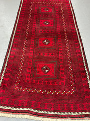 120 x 244 cm Persian Baluch Tribal Hand-Knotted Red Black Colour Rug