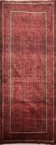 130 x 213 cm Fine Persian Old Baluch Rug Hand-Knotted Red Colour - Rugoutlet