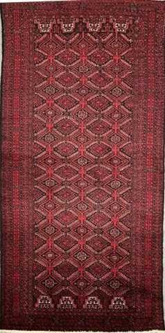 89 x 175 cm Fine Persian Old Baluch Rug Hand-Knotted Red Colour - Rugoutlet