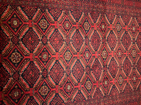89 x 175 cm Fine Persian Old Baluch Rug Hand-Knotted Red Colour - Rugoutlet