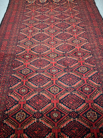 89 x 175 cm Fine Persian Old Baluch Rug Hand-Knotted Red Colour - Rugoutlet