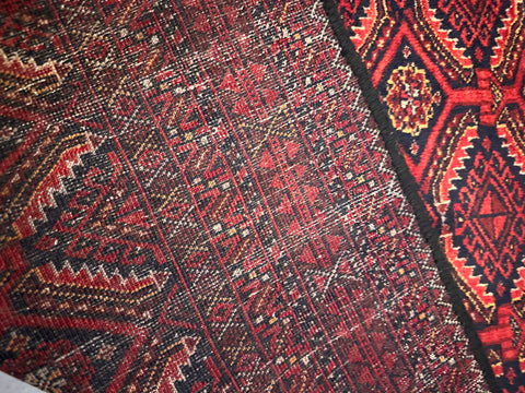 89 x 175 cm Fine Persian Old Baluch Rug Hand-Knotted Red Colour - Rugoutlet
