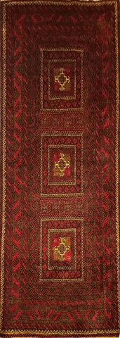 220 x 120 cm Fine Persian Old Baluch Rug Hand-Knotted Red & Yellow Colour - Rugoutlet