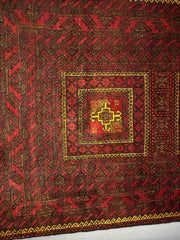 220 x 120 cm Fine Persian Old Baluch Rug Hand-Knotted Red & Yellow Colour - Rugoutlet