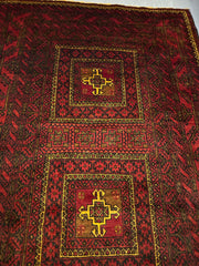 220 x 120 cm Fine Persian Old Baluch Rug Hand-Knotted Red & Yellow Colour - Rugoutlet