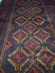 205 x 107 cm Fine Persian Old Baluch Rug Hand-Knotted Red & Beige Colour - Rugoutlet