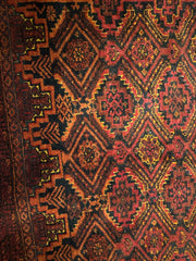 233 x 114 cm Fine Persian Old Baluch Rug Hand-Knotted Red & Black Colour - Rugoutlet