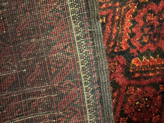 233 x 114 cm Fine Persian Old Baluch Rug Hand-Knotted Red & Black Colour - Rugoutlet