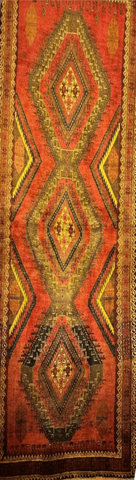 235 x 115 cm Fine Persian Old Baluch Rug Hand-Knotted Orange & Yellow Colour - Rugoutlet