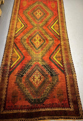 235 x 115 cm Fine Persian Old Baluch Rug Hand-Knotted Orange & Yellow Colour - Rugoutlet