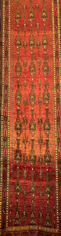 290 x 130 cm Fine Persian Old Baluch Rug Hand-Knotted Red & Brown Colour - Rugoutlet