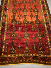 290 x 130 cm Fine Persian Old Baluch Rug Hand-Knotted Red & Brown Colour - Rugoutlet