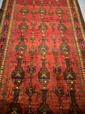 290 x 130 cm Fine Persian Old Baluch Rug Hand-Knotted Red & Brown Colour - Rugoutlet