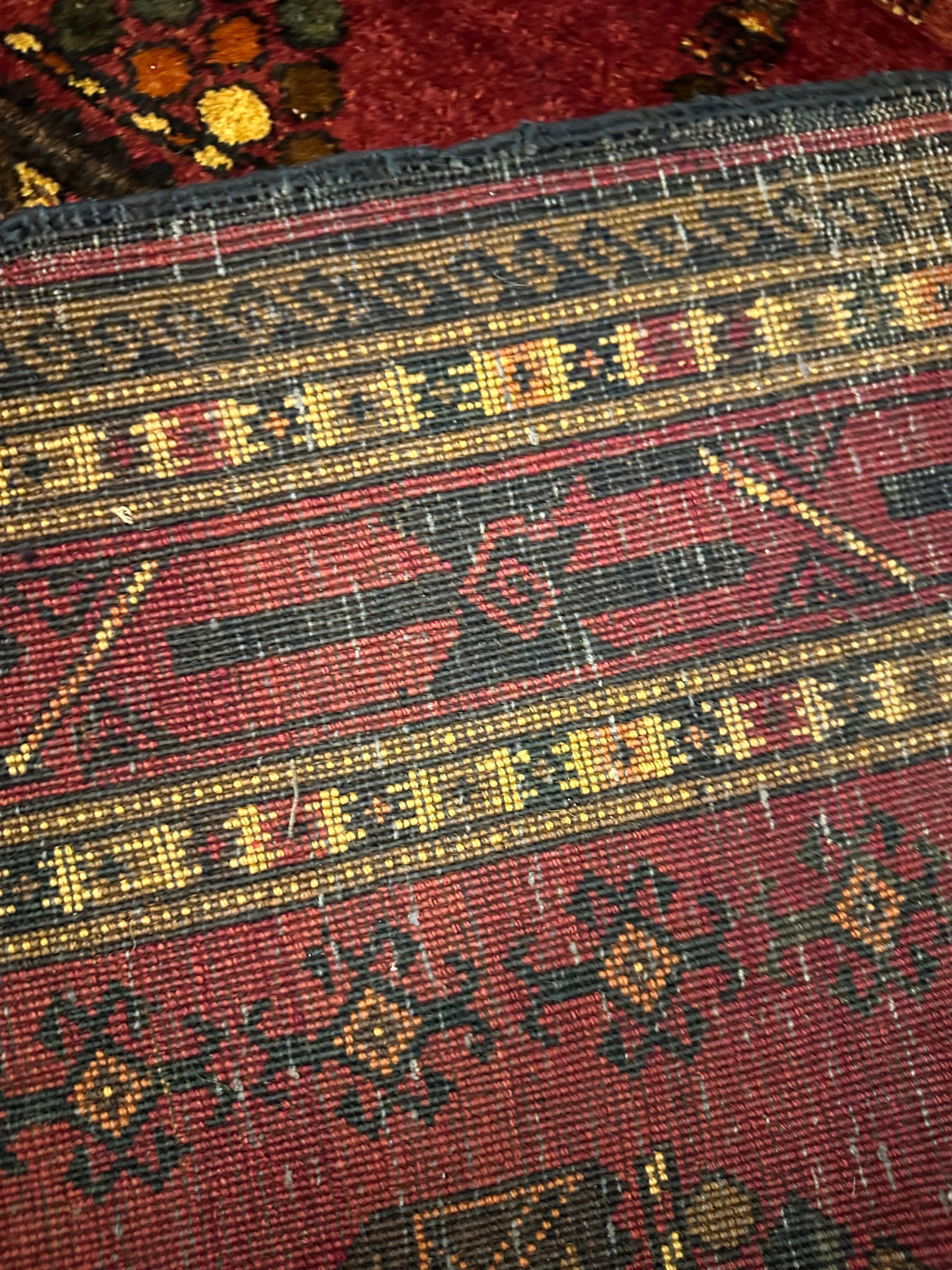 290 x 130 cm Fine Persian Old Baluch Rug Hand-Knotted Red & Brown Colour - Rugoutlet