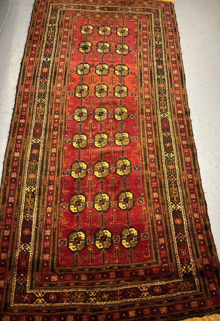 240 x 126 cm Fine Persian Old Baluch Rug Hand-Knotted Red & Yellow Colour - Rugoutlet