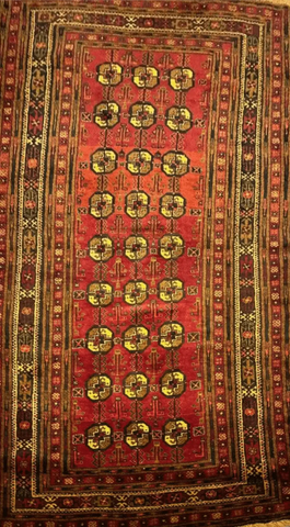 240 x 126 cm Fine Persian Old Baluch Rug Hand-Knotted Red & Yellow Colour - Rugoutlet