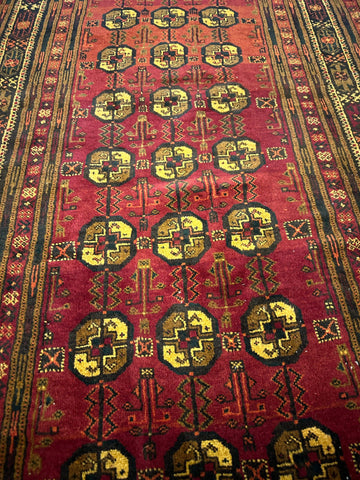 240 x 126 cm Fine Persian Old Baluch Rug Hand-Knotted Red & Yellow Colour - Rugoutlet