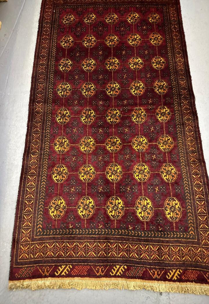 200 x 112 cm Fine Persian Old Baluch Rug Hand-Knotted Red & Yellow Colour - Rugoutlet