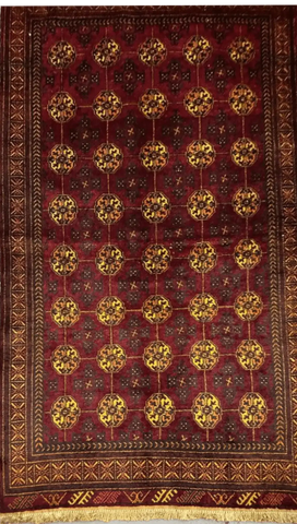 200 x 112 cm Fine Persian Old Baluch Rug Hand-Knotted Red & Yellow Colour - Rugoutlet