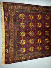 200 x 112 cm Fine Persian Old Baluch Rug Hand-Knotted Red & Yellow Colour - Rugoutlet