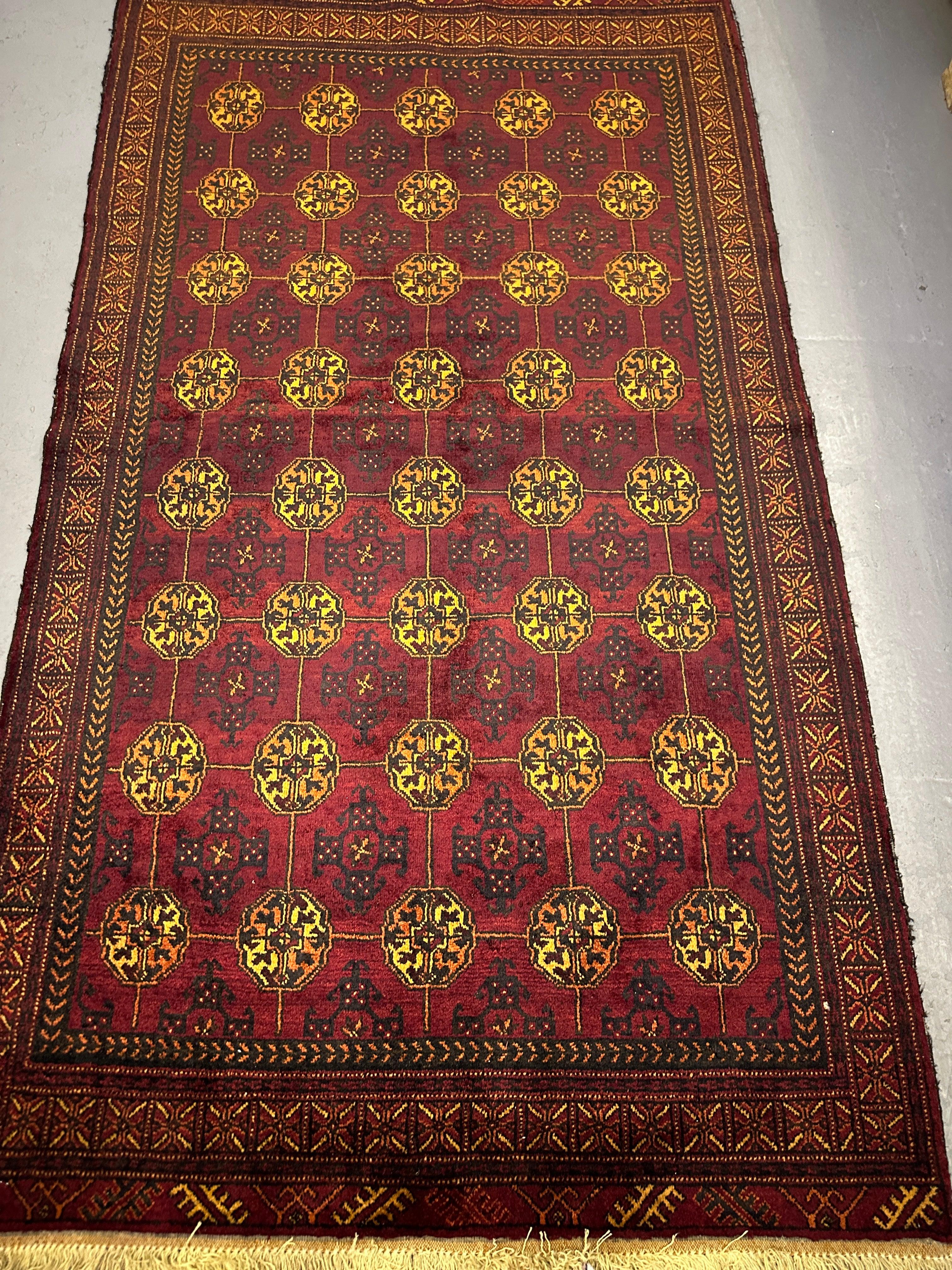 200 x 112 cm Fine Persian Old Baluch Rug Hand-Knotted Red & Yellow Colour - Rugoutlet