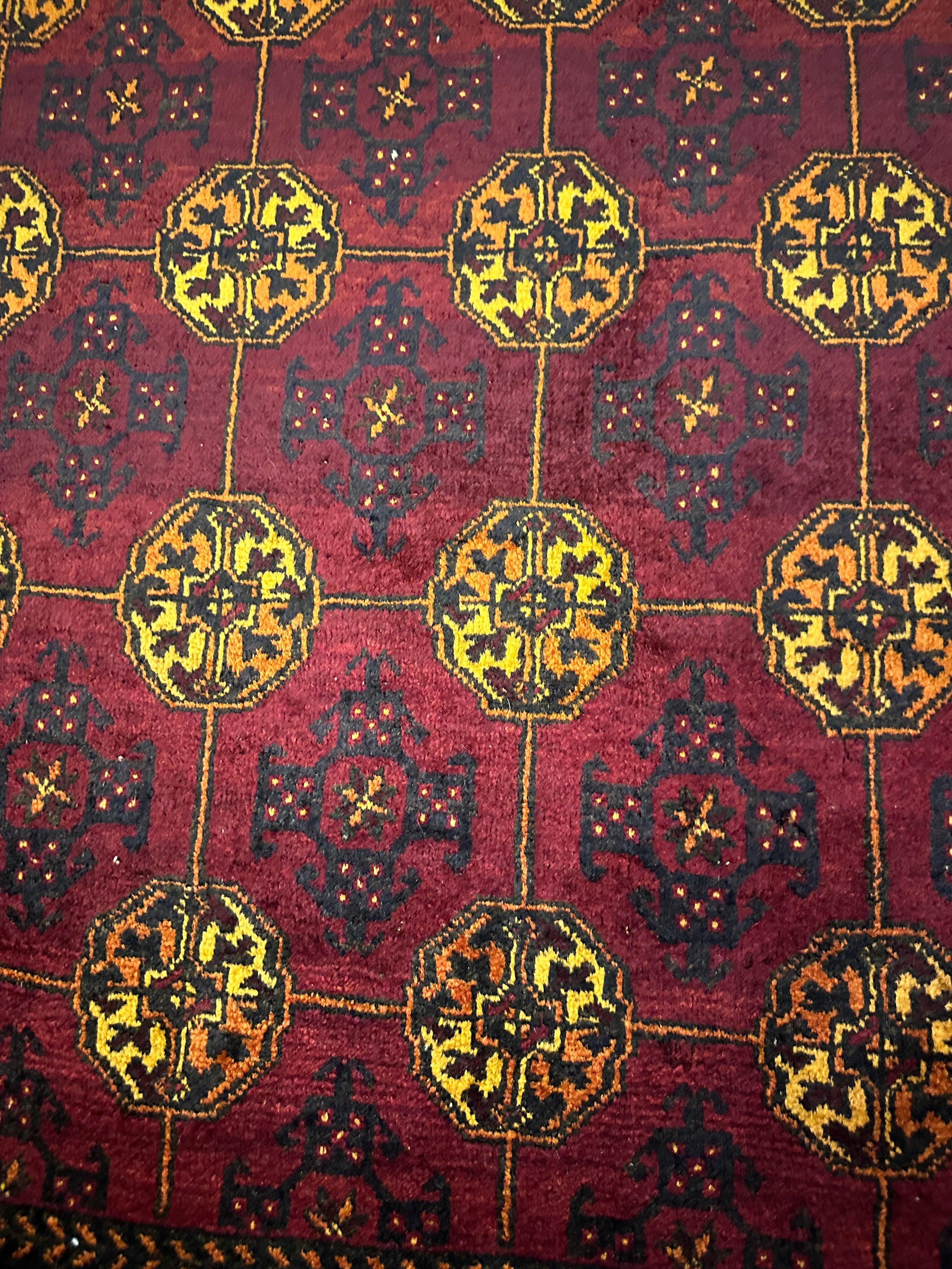 200 x 112 cm Fine Persian Old Baluch Rug Hand-Knotted Red & Yellow Colour - Rugoutlet